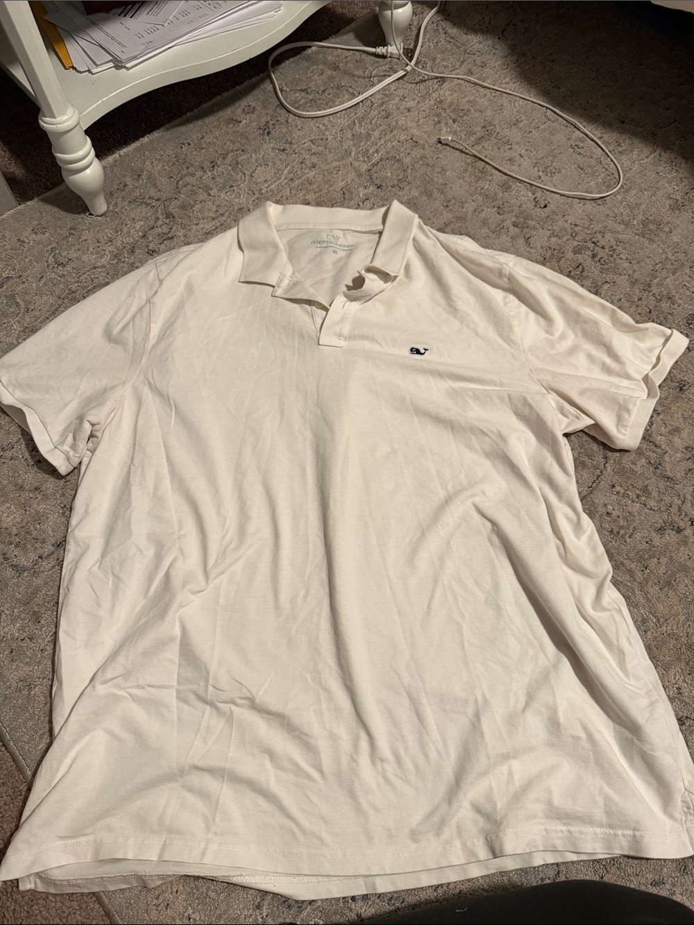 Vineyard Vines Cream Polo with Whale Logo